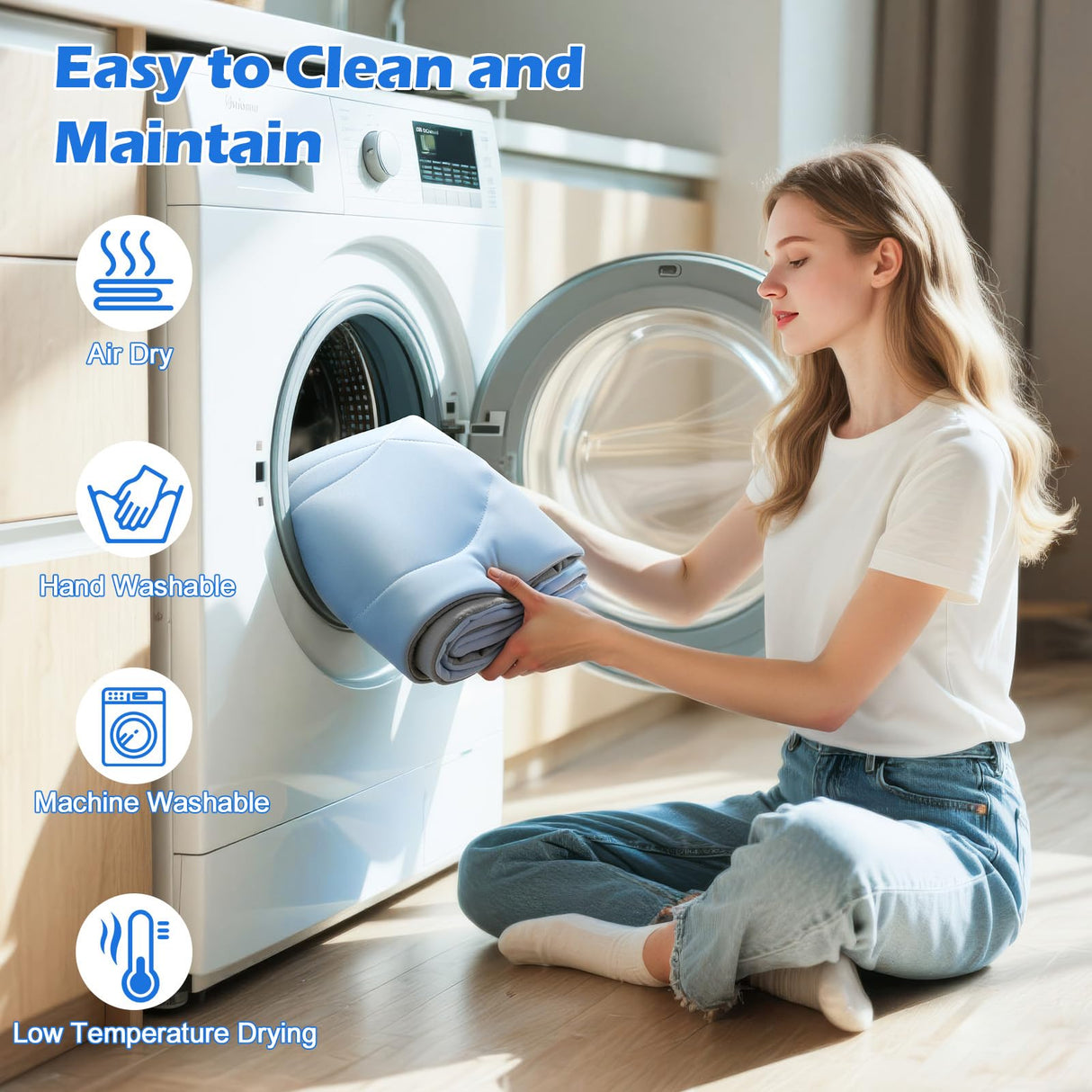 Tivray Dog Cooling Mat, 48'' × 28'' Large, Self-Cooling Mat for Dog Reversible (Cool & Warm), Double-Sided Pet Cool Pads for Crate, Kennel, Machine Washable Summer Blanket, Non-Gel, Blue + Grey