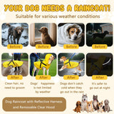 Dog Raincoat: Dog Rain Jacket with Reflective Harness & Removable Hood | Waterproof Dogs Rain Coat Poncho for Large Medium Small Dogs Puppies (Yellow - M)