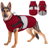 KOESON Dog Coat, Warm Dog Winter Coat for Giant Breeds, Waterproof Dogs Jacket with Harness, Reflective Pet Fleece Lined Puffer Jacket, Turtleneck & Windproof Coats for Great Dane, Golden Retriever