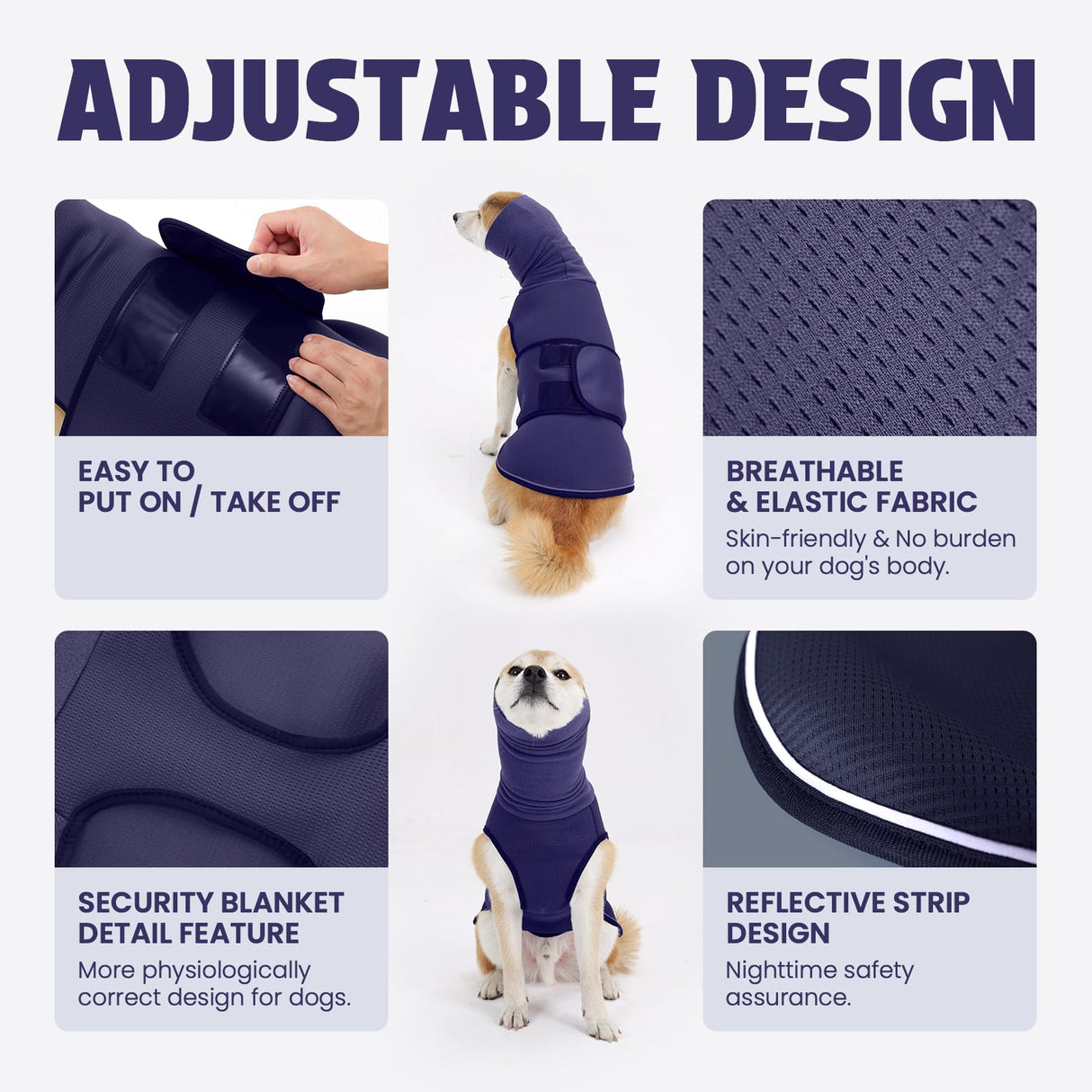 Leotrag Dog Anxiety Vest and Coat, Skin-Friendly Anxiety Calming Hoodie with Ear Wrap, Dog Jacket for Thunder, Fireworks, Travel, Vet Visits and Separation - Keep Pet Calm Without Medicine & Training