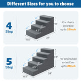 Dog Steps for Bed, 18" H Dog Stairs for Small Dogs, 4-Tier Pet Stairs with Washable Cover, Non-Slip Pet Steps for Dogs to Get On Bed