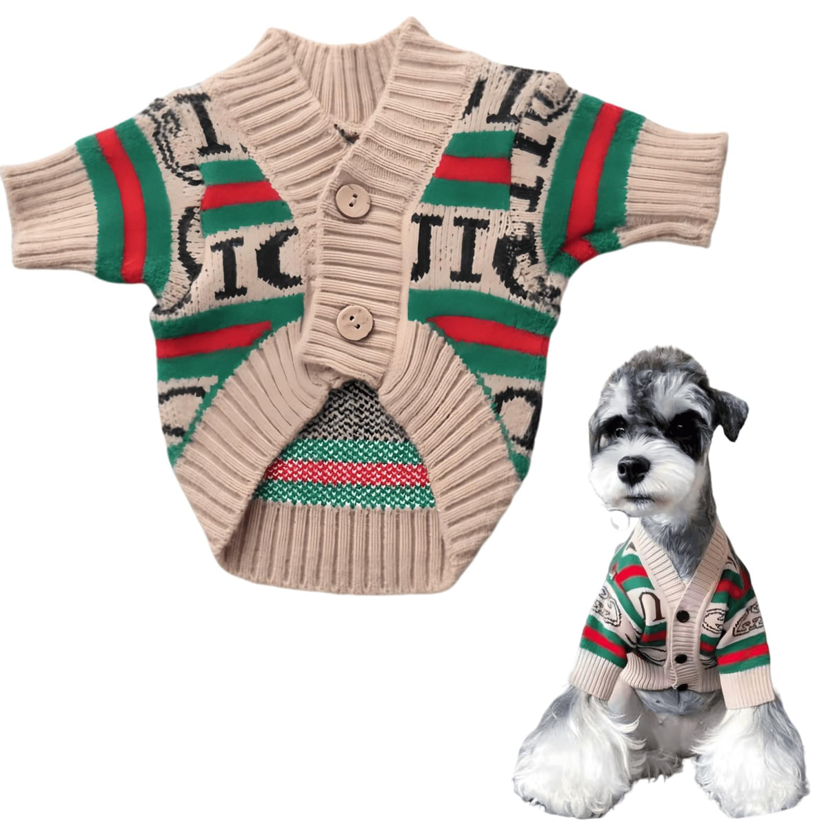 Cute Knitted Cat Sweaters Warm Striped Dog Apparel Thickened Winter Kitten Sweaters for Indoor Cats and Small Dogs (Stripe 2,M (3.3-5.5lbs))