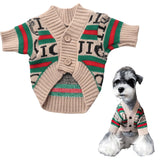 Cute Knitted Cat Sweaters Warm Striped Dog Apparel Thickened Winter Kitten Sweaters for Indoor Cats and Small Dogs (Stripe 2,M (3.3-5.5lbs))