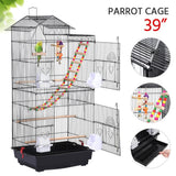 Yaheetech 39-inch Roof Top Large Flight Parrot Bird Cage for Small Quaker Parrot Cockatiel Sun Parakeet Green Cheek Conure Budgie Finch Lovebird Canary Pet Bird Cage w/Toys
