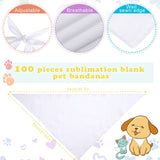 Kacctyen 100 Pcs Sublimation Blank Dog Bandanas Heat Transfer Washable Triangle Scarf DIY Sublimation PET Bandana Bib Kerchief Puppy Accessories for Dogs Cat, White(30.71 x 21.65 Inch)