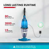 Enhulk Pool Vacuum for Above Ground Pool, 2026 Upgraded Pool Vacuum with A Telescopic Pole, 18.5 Gal/Min Powerful Suction, 80Mins Runtime, Effortlessly Cleans Debris Underwater (Blue)