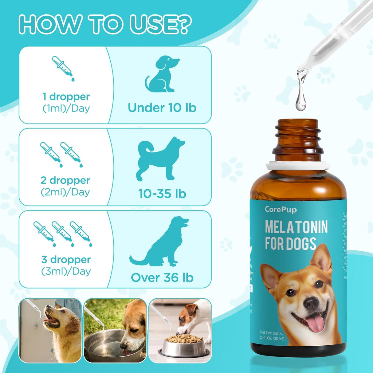 2pack Liquid Melatonin for Dogs,Dog Sleep Aid–Anxiety Relief for Dogs, Stress, Calming, Relaxation & Sleep Support,Dog Melatonin 2Pack 2oz (60ml)