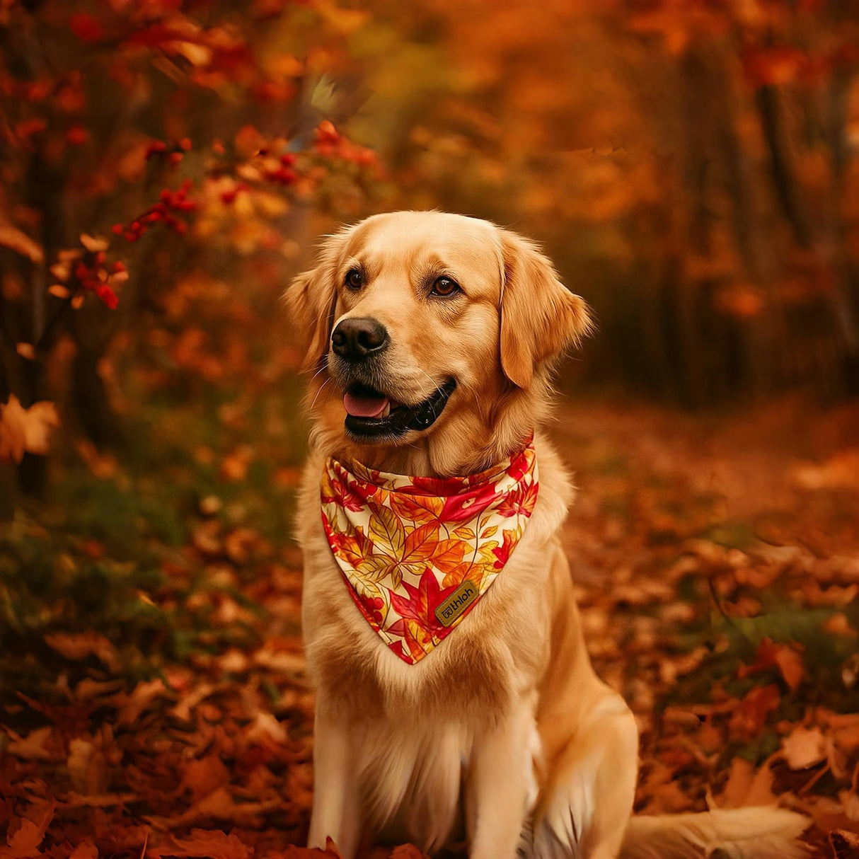 THLOH Fall Dog Bandanas with Snap Button, 2 Pack Pumpkin & Leaf Pet Scarf for Boy & Girl, Premium Durable Fabric, Adjustable Fit, Autumn Thanksgiving Bandana for Large and Extra Large Dogs (X-Large)