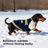FloofeLove Dog Sweaters for Small Dogs, Fleece Varsity Jacket Winter Clothes Cute Stylish Boy & Girl Dog Sweatshirts, Blue Sport Coats Baseball Uniform Jackets for Puppies, S(5-8lbs)