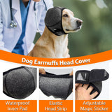 Dog Calm Hoodie Ear Wraps for Dogs, Waterproof Dog Swim Cap, Ear Cover Muffs for Anxiety Relief Noise Cancelling, Dog Head Warp Ear Protection for Hematoma Fireworks Bath Swim Blow Drying(M,Greyd)