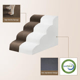 PAWSCART Dog Stairs for Dogs and Cats, 4-Step Dog Steps for Bed, 19.6" H Pet Stairs for High Bed, Pet Ramp for Couch, Sofa, Non-Slip Surface Removable Washable Cover, Brown