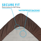 Paw Inspired Waterproof Fitted Cover for Dog Bed | Washable Bed Protector for Dog Mattress | Removable Replacement Cover for Small to Medium Pet Bed (Dark Brown, 34 x 23 x 5 Inch)