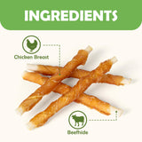 MON2SUN Dog Treats, Rawhide Twist Chicken Hide Sticks, Suitable for Puppy and Small Dogs, 5 Inch (Chicken, 14.11 oz)