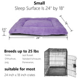 Wrkfree Dog Crate Bed 24 x 18 Purple for Small Dogs - Washable Comfy Fluffy for 24 Inches Cage Kennel - Indoor and Outdoor Use