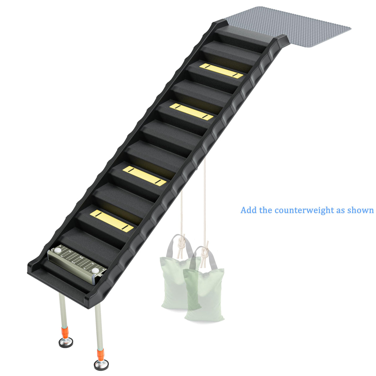 Foldable Dog Pool Ramp with 33" Legs for Free Height Adjustment,Safe & Easy Access Dog Water ramp for Pool, Pool Ramp for Dogs Up to 200lbs (Black)