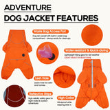 Dora Bridal Windproof Dog Jacket, Lightweight Water Resistant Dog Coat, Adjustable Four-Legged Reflective Dogs Raincoat, Thin Anti-Static Dogs Windbreaker for Hiking Waking(Orange, 2XL)