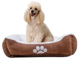 Long Rich Rectangle Bolster Pet Bed, Dog Bed Medium Size, Chocolate Color