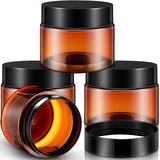 4 Pieces Round Wide-mouth Leak Proof Plastic Container Jars with Lids for Travel Storage Makeup Beauty Products Face Creams Oils Salves Ointments DIY Making(2 Ounce,Amber)