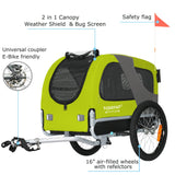 DOGGYHUT® Premium M Pet Bike Trailer & Stroller 2-in-1,for Dogs up to 50 lbs,Parking Brakes,Easy Folding Cart Frame, Universal Bicycle Coupler,E-Bike Friendly (Lime Green)