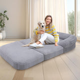 ondware Foldable Human Dog Sofa Bed, 73x42x10 in Plush Pet Bed with Egg Foam Mattress, Portable Dog Bed for Adults, Camping Indoor Use