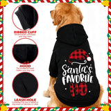 EXPAWLORER Dog Christmas Hoodie - Dog Christmas Sweater Xmas Sweatshirt with Santa Hat Print, Warm Fleece Lined Holiday Pet Outfit with Leash Hole, Cozy Soft Pet Clothes Coat for Large Dogs, 2XL