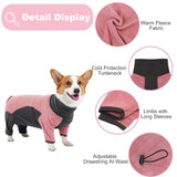 Dog Winter Coat Soft Fleece Dog Clothes for Cold Weather, Warm Dogs Pullover Pajamas Cozy Cold Weather Jacket Full Body Suit Windproof Fleece Sweater for Dogs Walking Hiking Sleeping (Pink L)