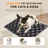furrybaby Pet Heating Pad, Waterproof Dog Heating Pad Mat for Cat with Durable Anti-Bite Tube Indoor for Puppies Dogs Cats (1 Pack Black, 40 X 28in, Temp Adjustable)