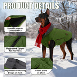 EMUST Winter Coat for Large Dogs, Windproof Dog Jacket for Cold Weather, Extra Warm Pet Winter Clothes for Small Medium Large Dogs, Green, XXL