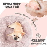 Himax Dog Beds for Medium Dogs, Donut Dogs Beds with Blanket Attached, Calming Dog Bed Washable (20"/26"/35") Beige