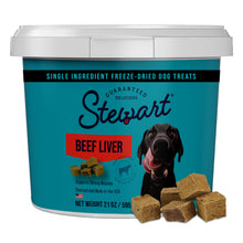 Load image into Gallery viewer, Stewart Beef Liver Dog Treats, 21 oz, ~475 Pieces, Freeze Dried Raw, Single Ingredient, 50% Protein Training Treats or Meal Topper in a Value Size Resealable Tub, Grain Free, Gluten Free
