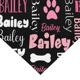 Personalized Dog Bandanas Custom Neckwear Name Button Anti-loosening Dog Scarf Triangle Bibs Kerchief Pet Costume Accessories for Small Medium Large Dogs Cats Pets Birthday-Black