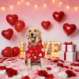 Valentine's Day Dog Costume Hoodie for Medium Large Dogs, Funny Heart Dog Outfit with Hood & Leash Hole, Warm SoftHoliday Valentine Sweatshirt Clothes for Dogs-M