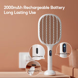 Qualitell Electric Fly Swatter Racket Rechargeable Handheld Bug Zapper 4000V with 2 Stand Base, Large Mosquito Killer with Power Display for Indoor Outdoor