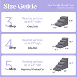 Lesure Dog Stairs for Small Dogs Pet Steps Ramp for High Bed and Couch with CertiPUR-US Certified Foam with Non-Slip Bottom, Grey, 4 Steps