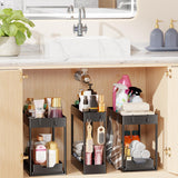 3 Pack Under Sink Organizer, Pull-Out Cabinet Organizer Drawer, 2 Tier Multi-Purpose Slide Out Storage Shelf for Kitchen Bathroom, Black