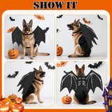 Olanrun Large Dog Halloween Costumes, Adjustable Dog Bat Wings Costumes for Large Dogs with Pumpkin Bell Skeleton Print On The Back, Pet Costume Halloween Cosplay Party Dress Up, XL Black