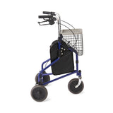 Medline 3-Wheel Ultralight Steel Rollator, Supports up to 275 lbs, 8" wheels, Blue