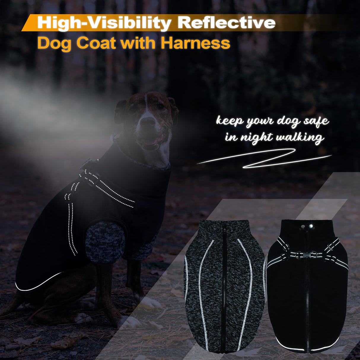 Lelepet Dog Coat 3 in 1 Waterproof Dog Winter Jacket with Harness Built in Windproof Snow Jakcet with Detachable Fleece Sweater Lining Reflective Thermal Cold Weather Coats for Small Medium Large Dogs
