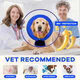 Furrtripsy Inflatable Dog Cone Collar with Detachable Sturdy Shield,Soft&Lightweight-Ideal for Post-Surgery Recovery and Daily Wear,Suitable for Small Medium Large Dog Breeds(Blue,L)
