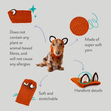 Zoo Snoods Fox Costume - Knit Dog Snood Ear Wrap for Pets, Warm Neck Cover for Halloween and Winter (Small)