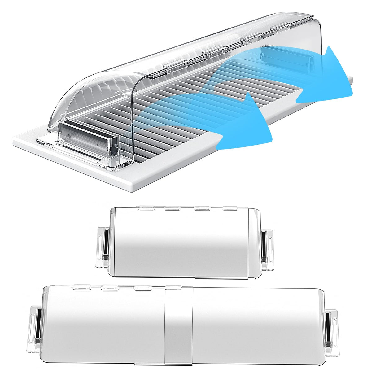 Wea&Hea 2 Pack Magnetic Air Vent Deflector, 9"-15.5" Adjustable Vent Cover with Optimized Ferrite Magnets for Ceiling/Floor/Wall Registers - Clear Heat/AC Deflector for Under Furniture & Home Comfort