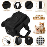Dog Purse Carrier for Small Dogs and Cats, Soft-Sided Pet Tote Bag with 6 Large Pockets, Collapsible Travel Puppy Carrier, Fits Pets up to 16 lbs (Black, 17.5" L x 8" W x 12" H)