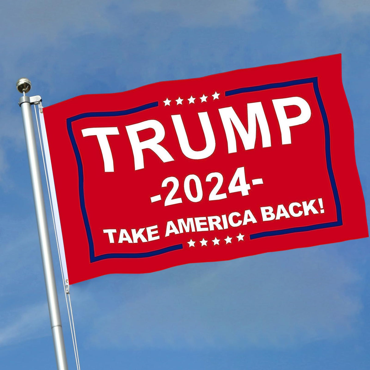 Trump 2024 Flag 3x5 Outdoor Double Sided 3 Ply-Red Trump Take America Back Flags Vivid Color Clear Pattern Reinforcement Sewing Durable Polyester