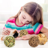 Sofier Rabbit & Guinea Pig Toys 16 Pcs Chew Grass Balls Natural Chews for Rodents - Handmade Enrichment Treats for Chinchillas, Guinea Pigs