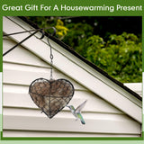 Menkxi 2 Pcs Nesting Material Bird, 9 x 7 Inch Hummingbird Nest House Bird House for Outside, Gift Design for Animal Lovers, Winter Fowl Gifts in Indoor Patio Garden (Heart Shaped)