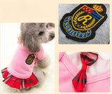 Selena Pet Uniform School Skirts Sailor Costume Dog Campus Clothes Teddy Cute Bowtie Adorable Puppy Apparel (X-Small,Pink Dresses)