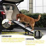 BAQTALE Foldable Dog Ramp for Cars – 68.89" L x 15.74" W, Supports 220 lbs, 8 Adjustable Heights with Support Legs, Non-Slip Surface, Portable Pet Ramp for Large Dogs, Folds to Carry-On Size