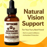 Ricadoo Optikind Vision Drops for Dogs, Optikind Vision Formula, with Lycopene, Zeaxanthin, Astaxanthin, Supports Vision and Overall Eye Health, Reduces Cloudiness, 30ml (1pcs)