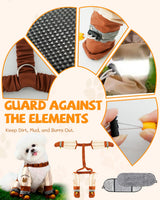 Dog Suspender Boots, Outdoor Anti Dust Pants with Shoes for Dogs, Adjustable Anti Slip Paw Protector Booties for Small & Medium Dogs(M)