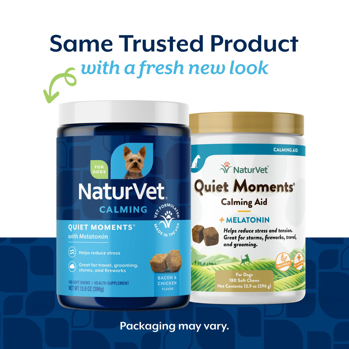 NaturVet Quiet Moments Calming Dog Supplement, Dog Soft Chews with Melatonin to Help Reduce Stress from Storms, the Vet, Fireworks, and Travel, Bacon and Chicken Flavored Pet Supplement, 180 Count Jar
